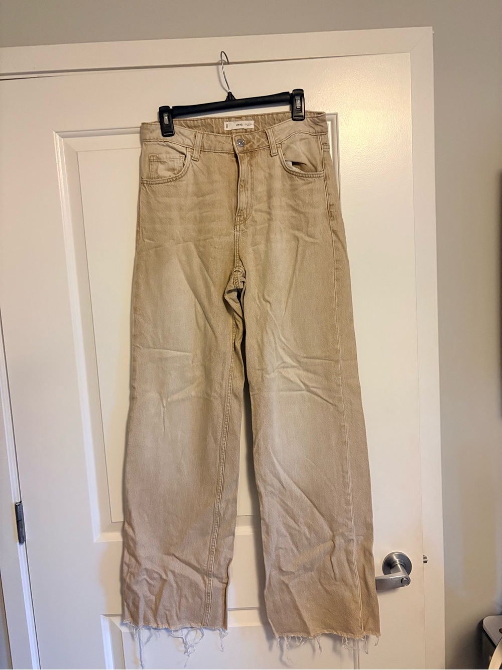Mango Women’s Tan Beige Straight-Leg Pants in Tan
